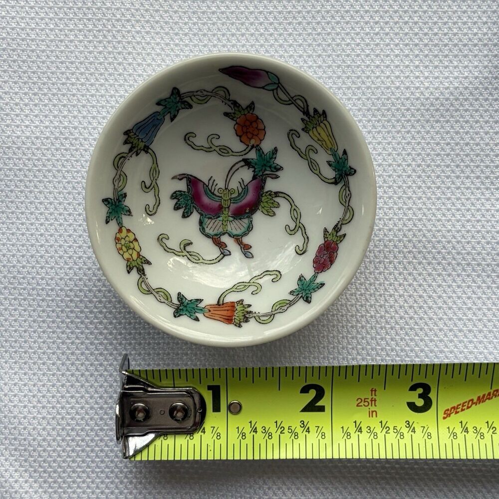 Pair Vintage Chinese Jingdezhen  Soup Spoons+Small Bowl Butterfly Floral Design. - Picture 11 of 11